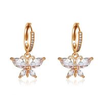 New All-match  Crystal Butterfly Super Flash Zircon Butterfly Earrings Wholesale main image 1