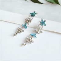 New Trendy  Long Flower Diamond Earrings Wholesale main image 3