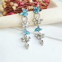 New Trendy  Long Flower Diamond Earrings Wholesale main image 4