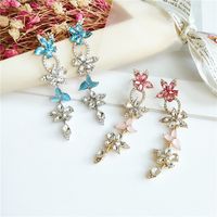 New Trendy  Long Flower Diamond Earrings Wholesale main image 5