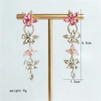 New Trendy  Long Flower Diamond Earrings Wholesale main image 6