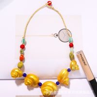 New Holiday Style Creative Fashion Exaggerated Hand-woven Colorful Round Bead Conch Necklace·wholesale main image 1