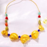 New Holiday Style Creative Fashion Exaggerated Hand-woven Colorful Round Bead Conch Necklace·wholesale main image 3