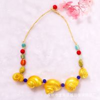 New Holiday Style Creative Fashion Exaggerated Hand-woven Colorful Round Bead Conch Necklace·wholesale main image 4