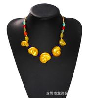 New Holiday Style Creative Fashion Exaggerated Hand-woven Colorful Round Bead Conch Necklace·wholesale main image 5