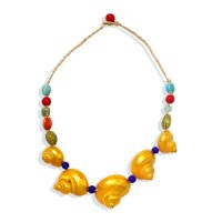 New Holiday Style Creative Fashion Exaggerated Hand-woven Colorful Round Bead Conch Necklace·wholesale main image 6