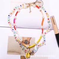Bohemian Style Color Rice Beads Spray Paint Shell Double Layer Simple Star Trend Necklace Wholesale Nihaojewelry main image 1