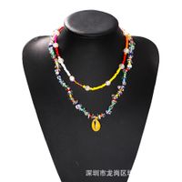 Bohemian Style Color Rice Beads Spray Paint Shell Double Layer Simple Star Trend Necklace Wholesale Nihaojewelry main image 3