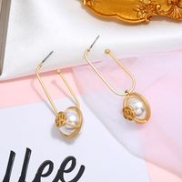 Korea New Creative Simple  Fashion Trend Long Flower Pearl Earrings Wholesale Nihaojewely main image 1
