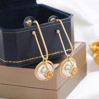Korea New Creative Simple  Fashion Trend Long Flower Pearl Earrings Wholesale Nihaojewely main image 4