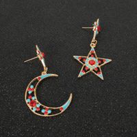 Alloy Hollow Star Moon Asymmetric Fashion Earrings Wholesale Nihaojewely main image 5