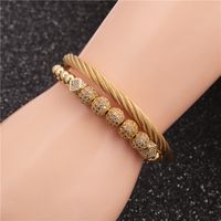 Stainless Steel Bracelet Bracelet Diamond Ball Adjustable Woven Bracelet Set Wholesale Nihaojewelry main image 5