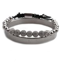 Roman Alphabet Stainless Steel Bracelet Diamond Ball Adjustable Woven Bracelet Suit Wholesale Nihaojewelry main image 3