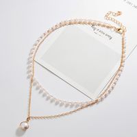 New  Trendy Simple Double-layer Pearl Necklace Wholesale Nihaojewelry sku image 1