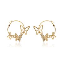 New  Exaggerated Simple  Personality Hollow Three Butterfly Earrings Wholesale sku image 2