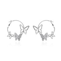 New  Exaggerated Simple  Personality Hollow Three Butterfly Earrings Wholesale sku image 1