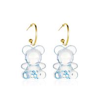 New  Cute Transparent Cartoon Bear  Personality Three-dimensional Candy Texture Animal Earrings Wholesale sku image 1