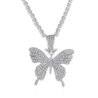 New Inlaid Single Layer Claw Chain Exaggerated Large Butterfly Pendant Necklace Wholesale Nihaojewelry sku image 2