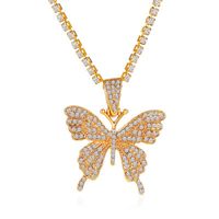 New Inlaid Single Layer Claw Chain Exaggerated Large Butterfly Pendant Necklace Wholesale Nihaojewelry sku image 1