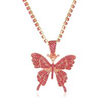 New Inlaid Single Layer Claw Chain Exaggerated Large Butterfly Pendant Necklace Wholesale Nihaojewelry sku image 3