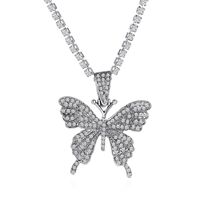 New Inlaid Single Layer Claw Chain Exaggerated Large Butterfly Pendant Necklace Wholesale Nihaojewelry sku image 4