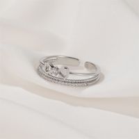 Simple   Personality Open Index Finger Ring  Fashion Micro-inlaid Zircon Double Bow Ring sku image 1