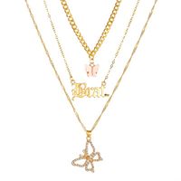 New Long Necklace Creative Small Butterfly Cross Letter Pendant Multi-layer Sweater Chain Wholesale Nihaojewelry sku image 2