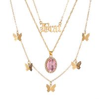 New Long Necklace Creative Small Butterfly Cross Letter Pendant Multi-layer Sweater Chain Wholesale Nihaojewelry sku image 3