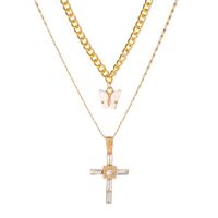 New Long Necklace Creative Small Butterfly Cross Letter Pendant Multi-layer Sweater Chain Wholesale Nihaojewelry sku image 1
