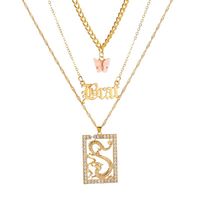 New Long Necklace Creative Small Butterfly Cross Letter Pendant Multi-layer Sweater Chain Wholesale Nihaojewelry sku image 4