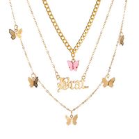 New Long Necklace Creative Small Butterfly Cross Letter Pendant Multi-layer Sweater Chain Wholesale Nihaojewelry sku image 5