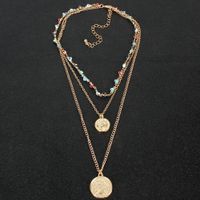 Alloy Medallion Pendant Golden Necklace Creative Devil's Eye Multi-layer Necklace Wholesale Nihaojewely sku image 1