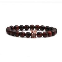 Hot Selling White Pine Tiger Eye Micro-inlaid Zircon Crown Copper Beads Beaded Diy Bracelet Wholesale Nihaojewelry sku image 6