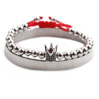 Roman Alphabet Stainless Steel Bracelet Crown Weaving Adjustable Bracelet Set Wholesale Nihaojewelry sku image 2