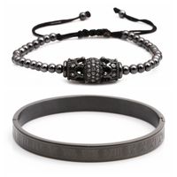 Roman Alphabet Stainless Steel Crown Braided Braided Bracelet Set Wholesale Nihaojewelry sku image 9