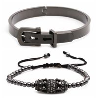 Roman Alphabet Stainless Steel Crown Braided Braided Bracelet Set Wholesale Nihaojewelry sku image 12