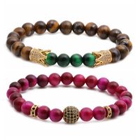 New Bracelet Tiger's Eye Frosted Stone Crown Diamond Ball Beaded Bracelet Set Wholesale Nihaojewelry sku image 16