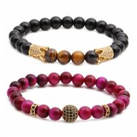 New Bracelet Tiger's Eye Frosted Stone Crown Diamond Ball Beaded Bracelet Set Wholesale Nihaojewelry sku image 10