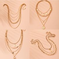 New Exaggerated Fashion Multi-layer Lock Heart Beauty Necklace Wholesale Nihaojewelry main image 1