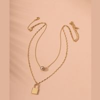 Metal Lock And Beads Texture Clavicle Chain Necklace Wholesale Nihaojewelry main image 3