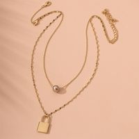 Metal Lock And Beads Texture Clavicle Chain Necklace Wholesale Nihaojewelry main image 5