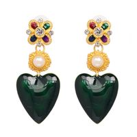 Jujia Vente Chaude Coeur Boucles D'oreilles Ornement Alliage Verre Forage Boucles D'oreilles Croix-frontière E-commerce Fournir Accessoires En Gros 51404 sku image 1