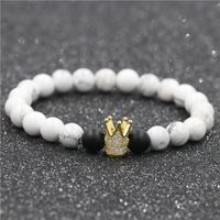 Europäischer Und Amerikanischer Schmuck Weiß Türkis Schwarzer Matti Erter Stein Kronen Anzug Paar Armband Perlen Crown Bracelet Armband sku image 5