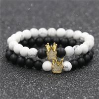 Europäischer Und Amerikanischer Schmuck Weiß Türkis Schwarzer Matti Erter Stein Kronen Anzug Paar Armband Perlen Crown Bracelet Armband sku image 9