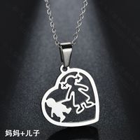 Titanium&stainless Steel Fashion Sweetheart Necklace  (mother + Daughter Steel Color) Nhhf1249-mother-daughter-steel-color sku image 2