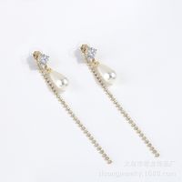 2018 Neuer Stil Korea Dongdaemun Gleiche Perlen Ohrringe Weibliche Kristall Quaste Lange Einfache Mode Persönlichkeit Ohrringe sku image 1