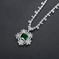 Alloy Korea Flowers Necklace  (green-t11h02) Nhtm0604-green-t11h02 sku image 1