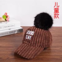 Herbst Und Winter Koreanische Version Von Eltern-kind Cord Ball Baseball Kappe Stickerei Buchstaben Warme Kappe Flut sku image 4