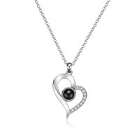 Japonais Et Coréen Nouvelle Smart Coeur En Forme De Diamant Pendentif Collier Tiktok Même Style Des Centaines De Je T'aime Langue Projection Collier sku image 2