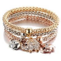 Européen Et Américain Pop-corn Maïs Stretch Bracelet Arbre Hibou Couronne Éléphant Bateau Ancre Trois Couleur Ensemble Bijoux En Gros sku image 4